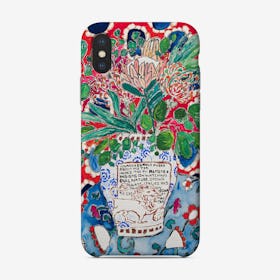 Lion Vase Floral Still Life With Red And Blue Patterns Phone Case