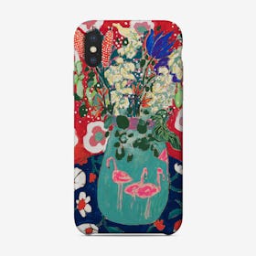 Maximalist Floral Still Life With Flamingo After Matisse Phone Case