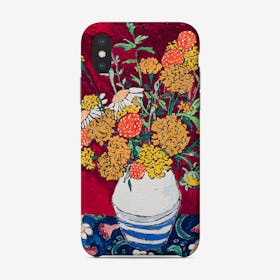 Marigold And Daisy Bouquet On Purple Floral Phone Case