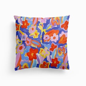 Floral Pattern Canvas Cushion