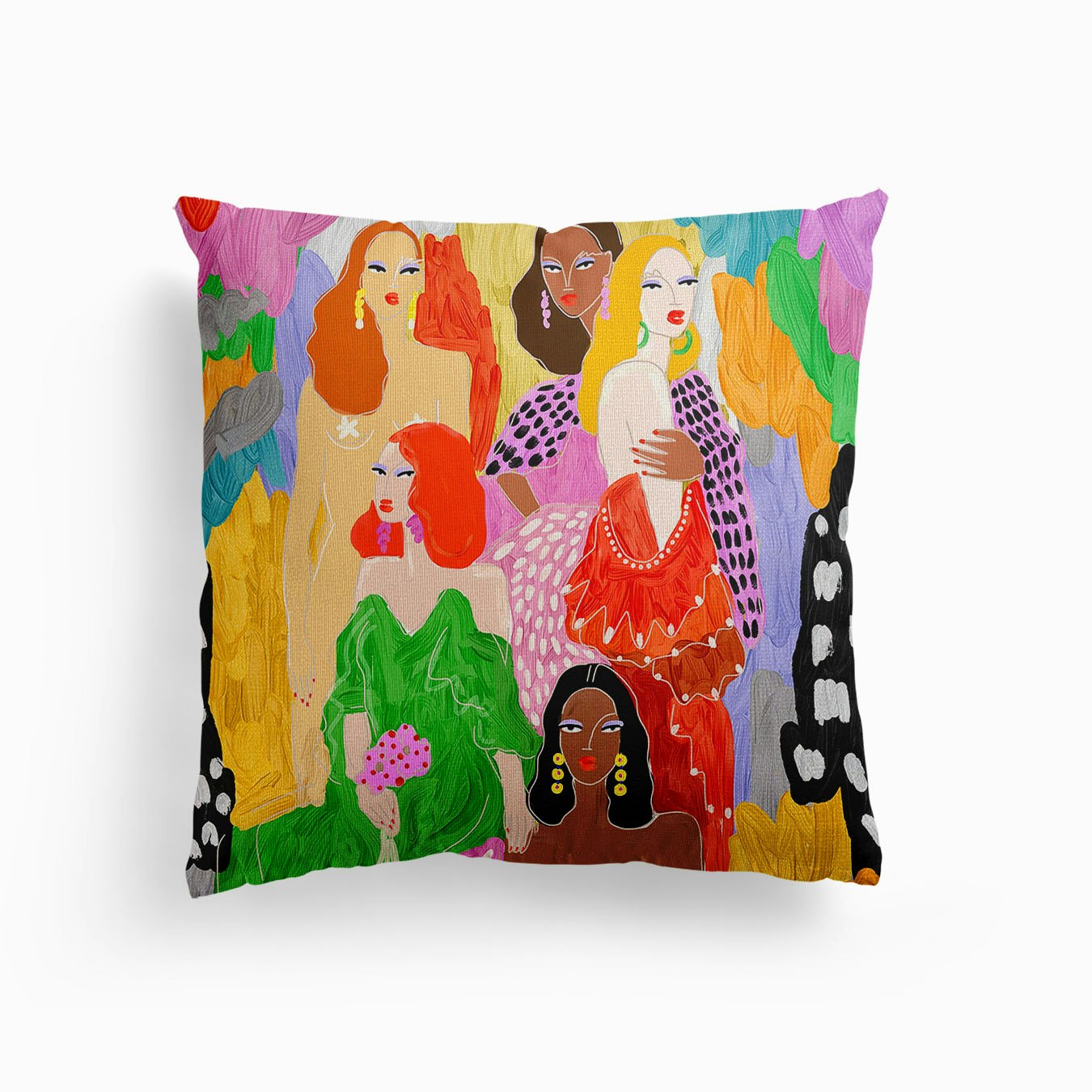 Female World Canvas Cushion by Ana Clerici