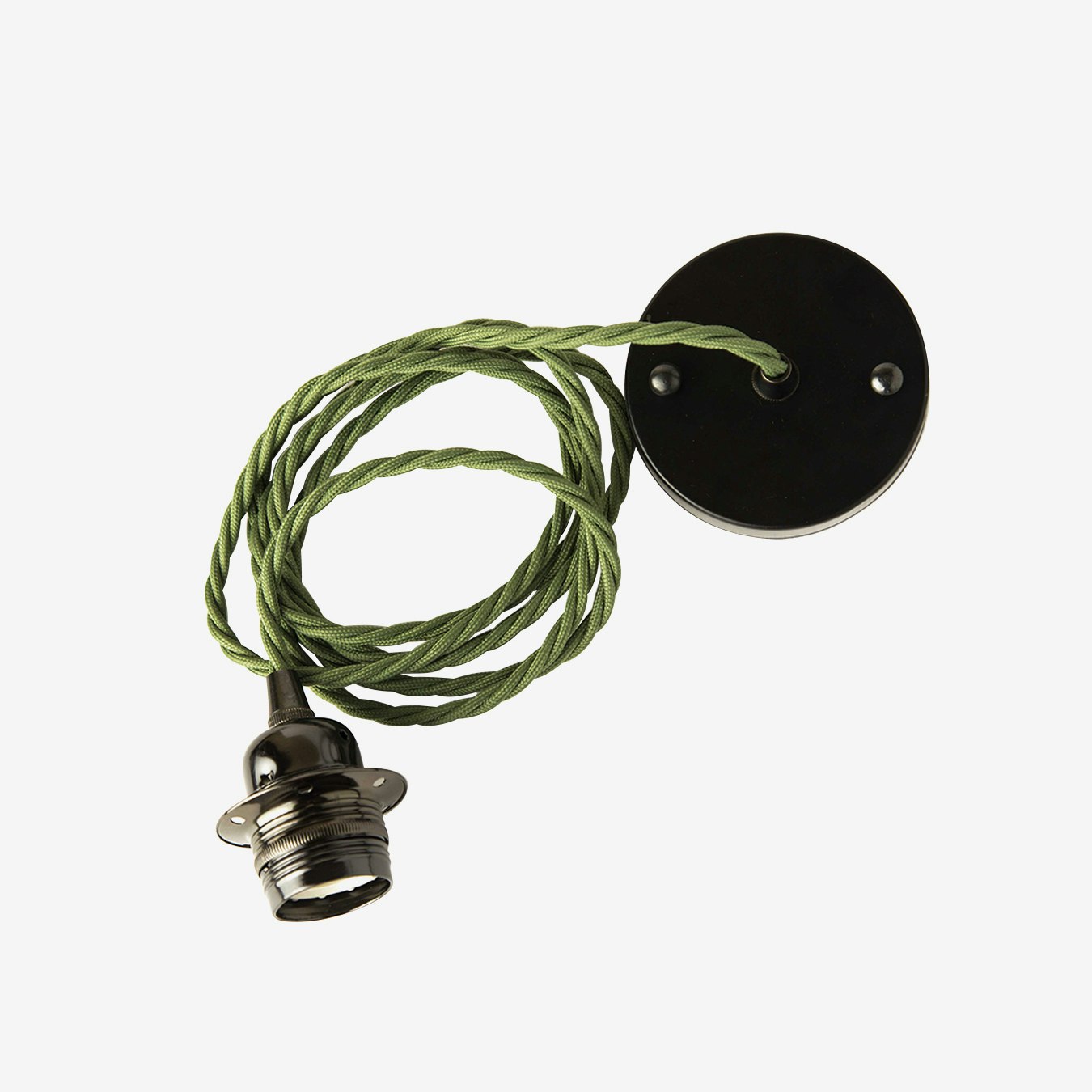 Ceiling Rose Pendant Black Army Green Cable By William