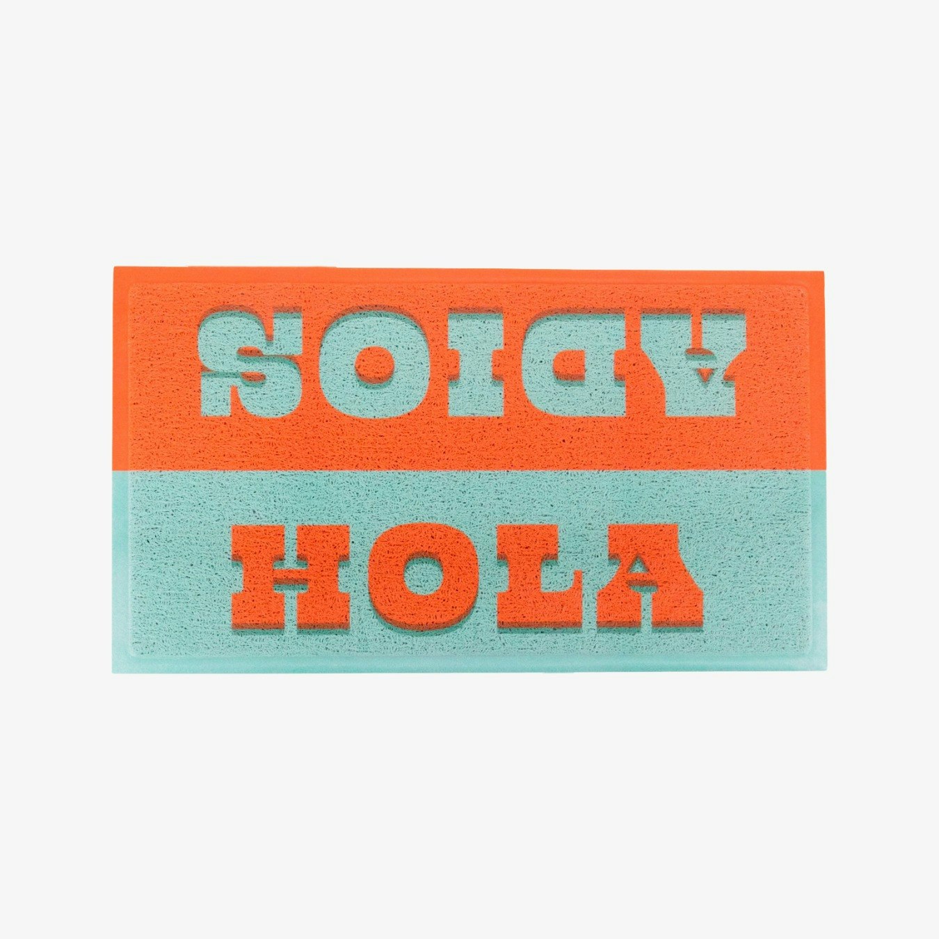 Orange/Blue Hola Adios Doormat by Artsy Mats