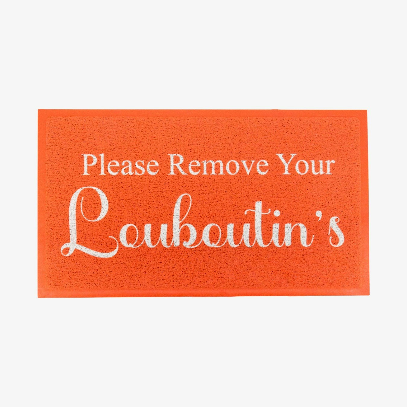 Red Please Remove Your Louboutins Doormat by Artsy Mats