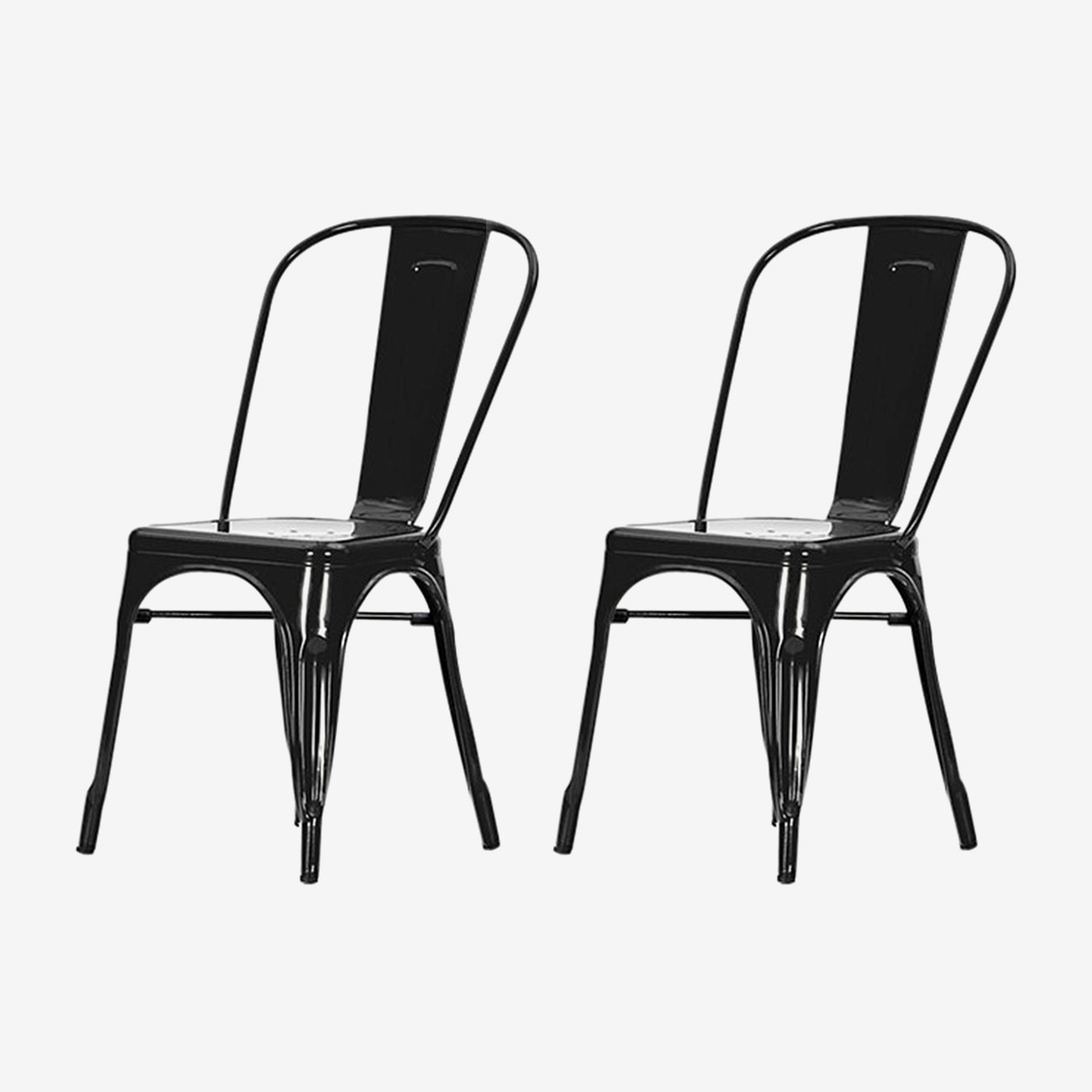 Industrial Style Metal Cafe Chair, Black, Set of 2 by Ciel