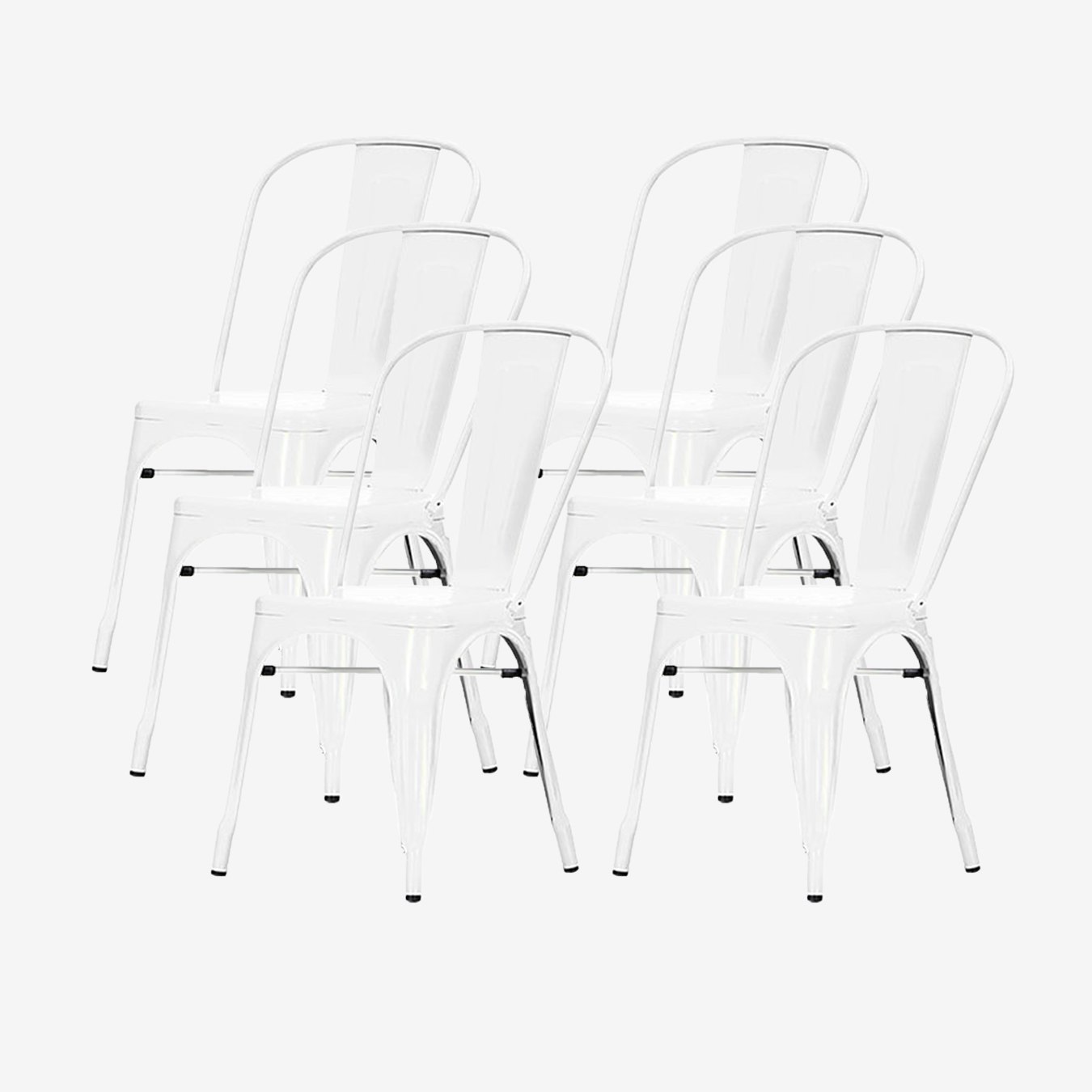 Industrial Style Metal Cafe Chair, White, Set of 6 by Ciel