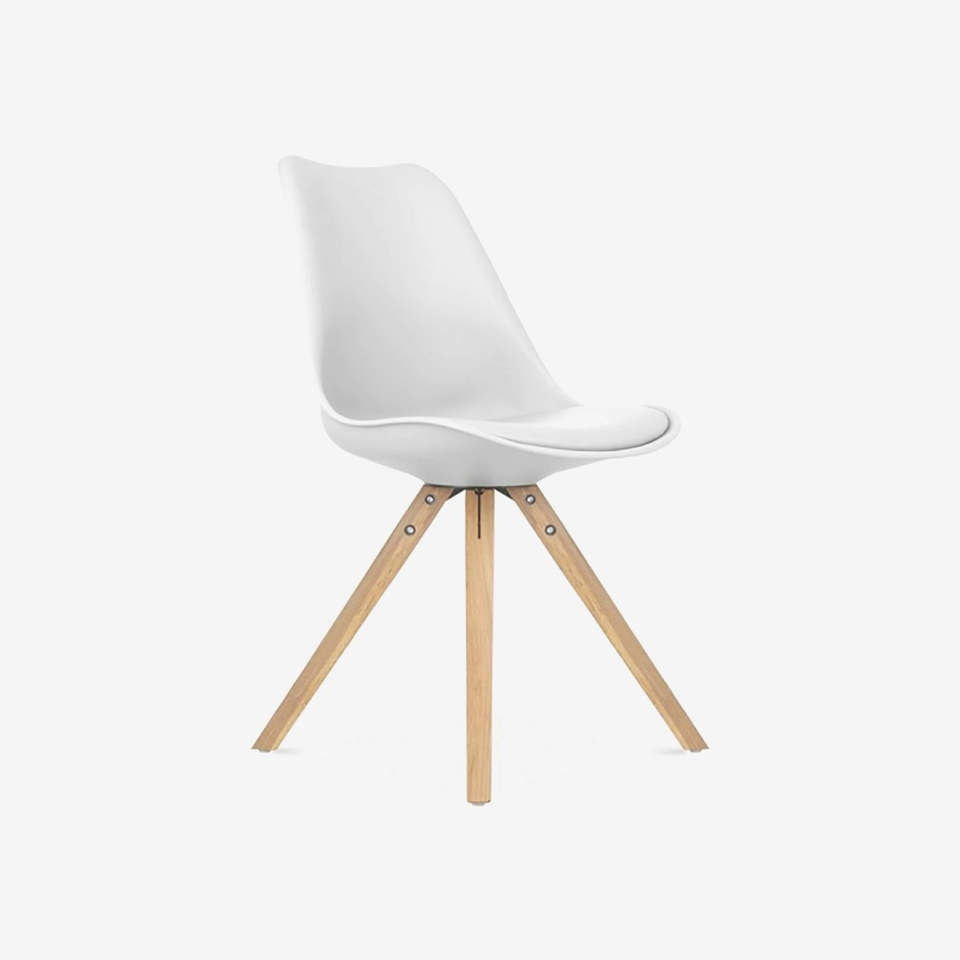 Scandi Style Dining Side Chair, Pyramid Beech Wood Legs, White - Ciel
