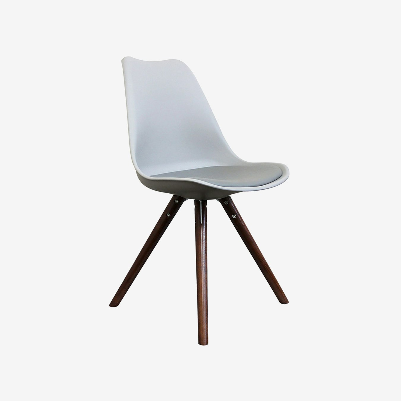 Scandi Style Dining Chair, Pyramid Walnut Legs, Light Grey by Ciel