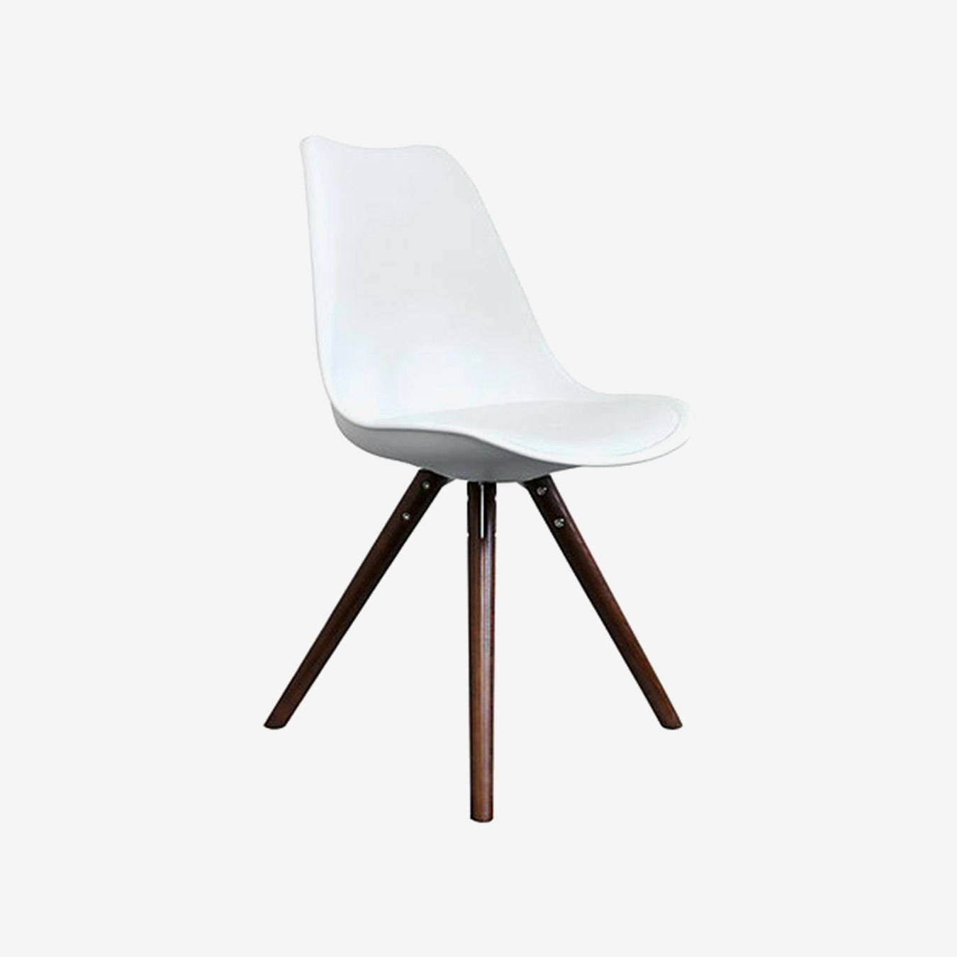Scandi Style Dining Chair, Pyramid Walnut Legs, White by Ciel