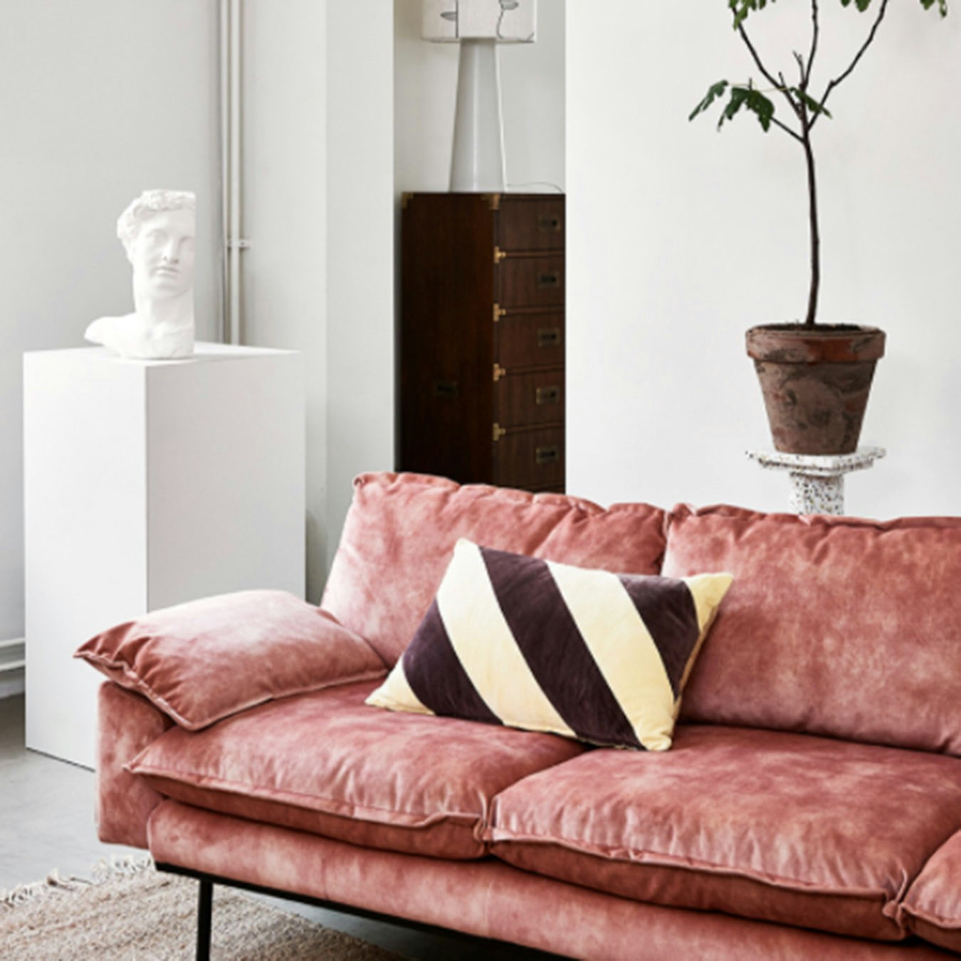 Striped Cushion - Cream / Plum by Ciel
