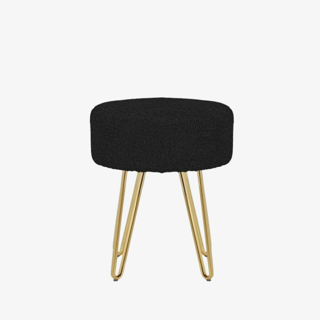 Aeda Low Bar Stool - Black Boucle / Gold by Ciel