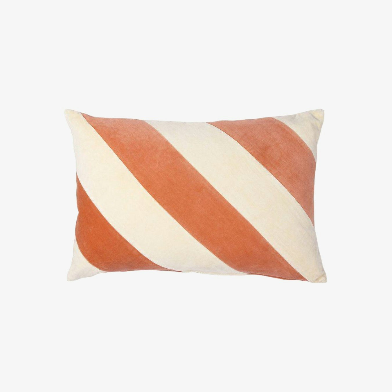 Striped Velvet Cushion - Peach / Cream by Ciel