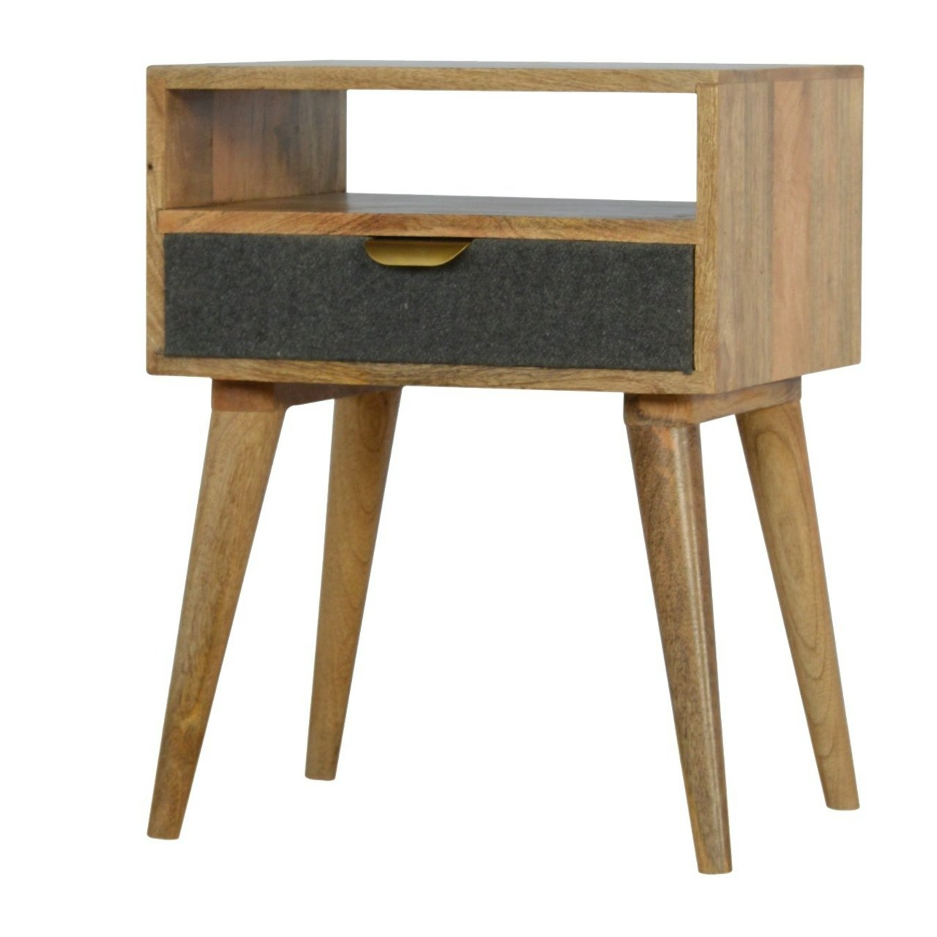 Grey Tweed Bedside with Open Slot by Artisan Furniture
