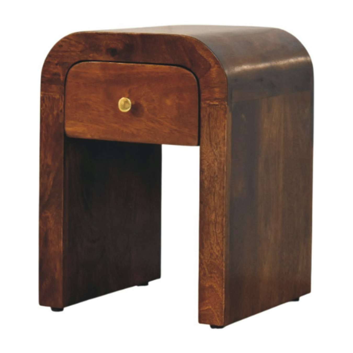 Mini Darcy Chestnut Nightstand with Curved Edges by Artisan Furniture