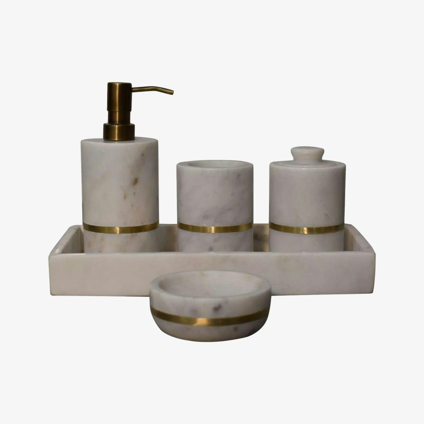 Brass Inlay Bathroom Set - 5-Piece by Artisan Furniture