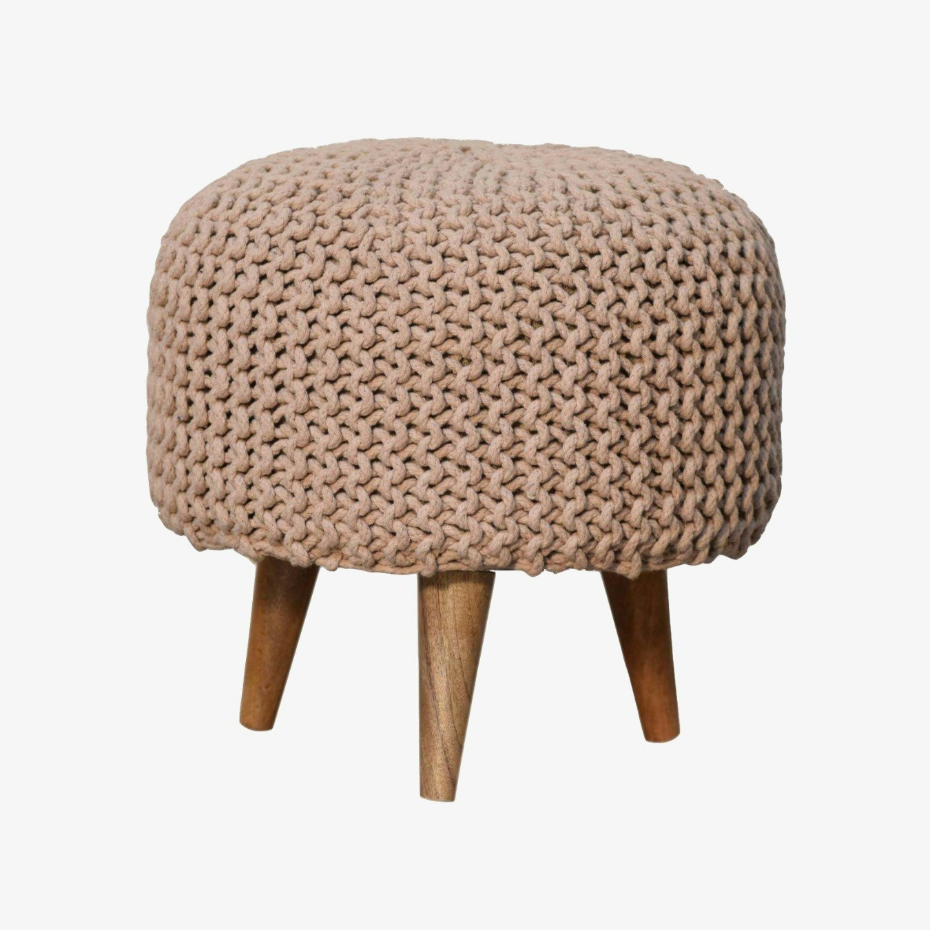 Keeva Round Footstool - Beige by Artisan Furniture