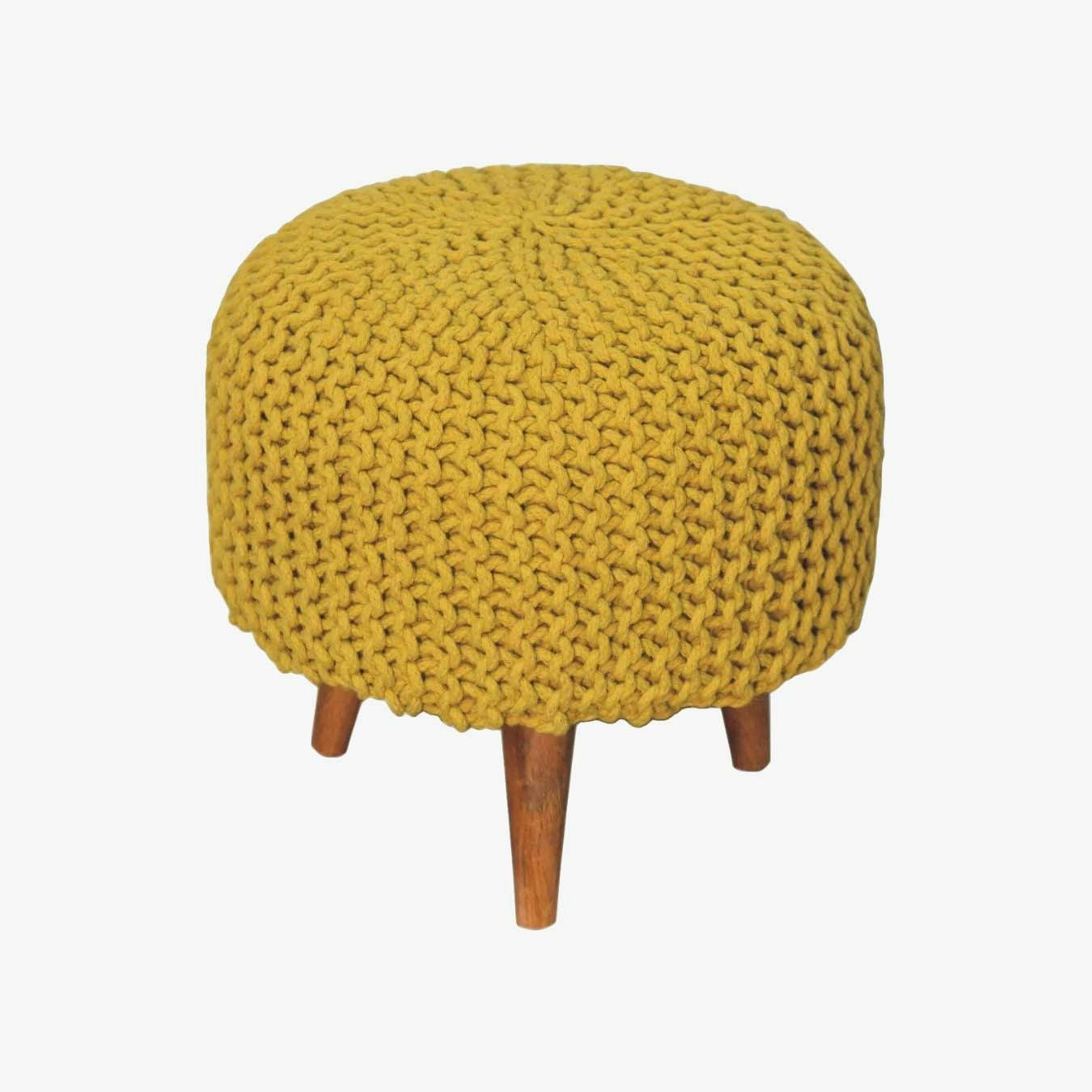 Keeva Round Footstool - Mustard by Artisan Furniture