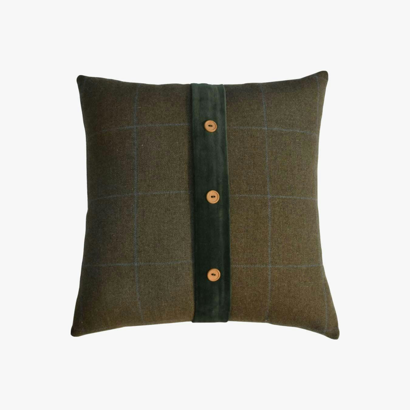 Quinn Cushion - Green Olive Tartan & Green Velvet - Set of 2 by Artisan Furniture