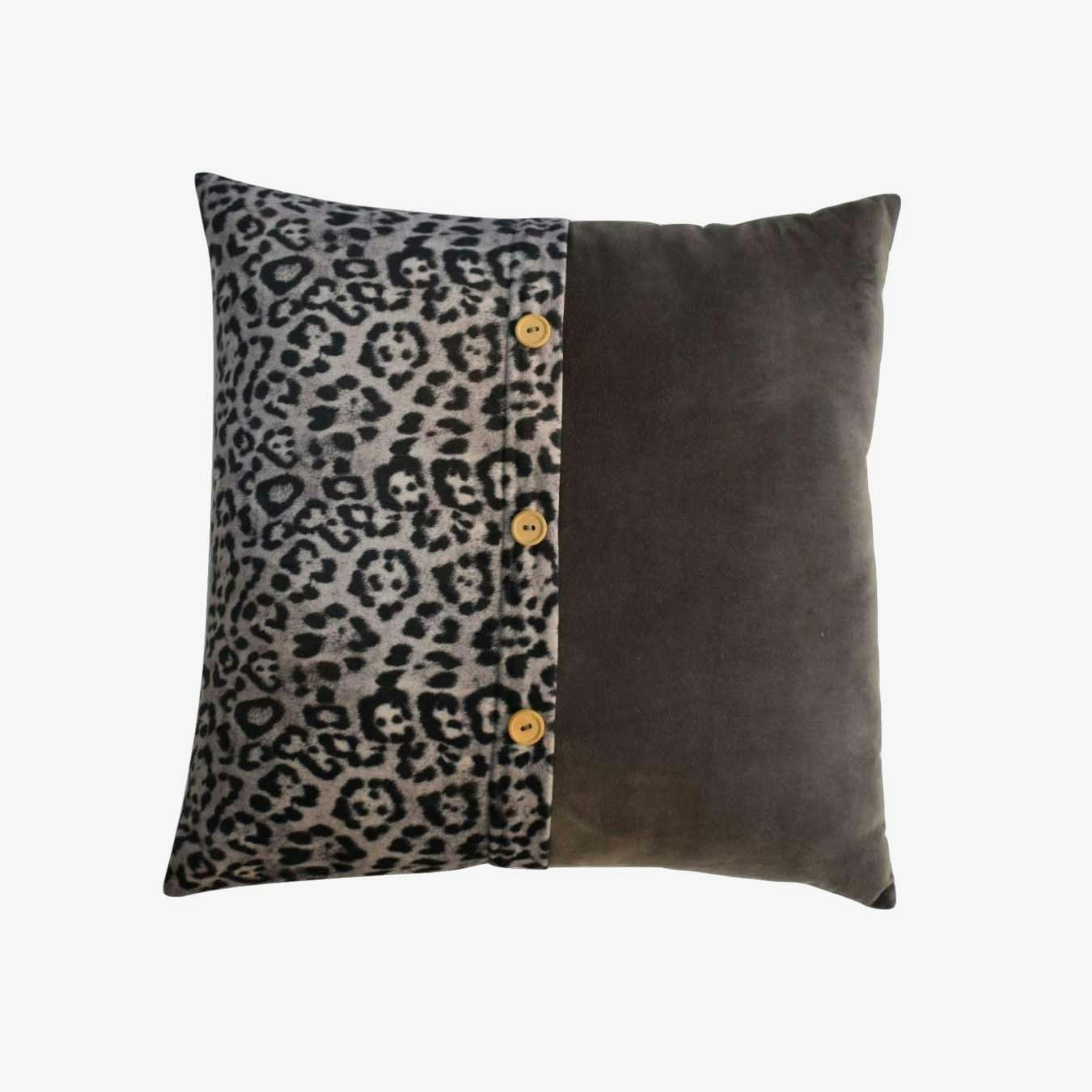 Quinn Cushion - White Leopard & Grey Velvet - Set of 2 by Artisan Furniture