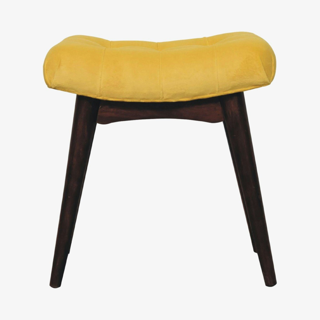 Mini Cotton Velvet Curved Bench - Mustard by Artisan Furniture