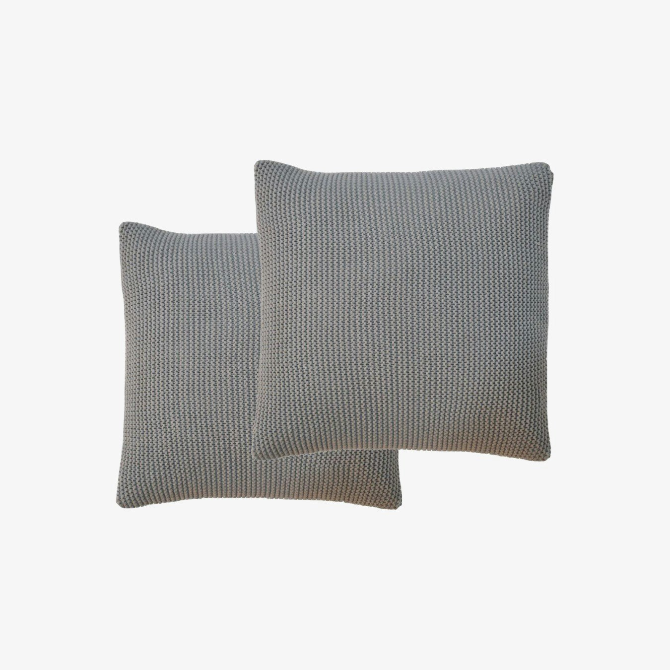 Cotton Square Ribbed Cushion - Grey - Set of 2 by Artisan Furniture