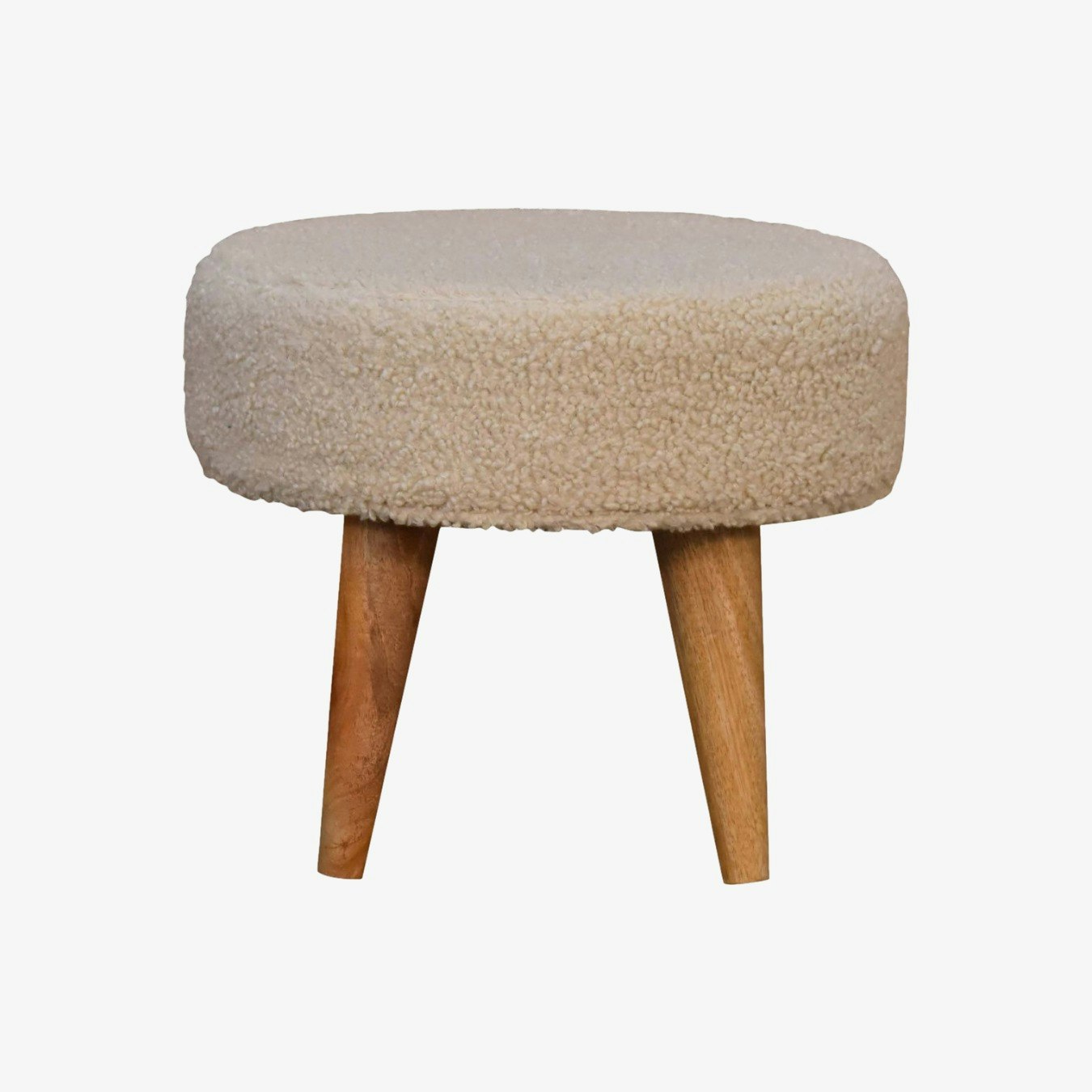 Boucle Cream Petite Footstool by Artisan Furniture