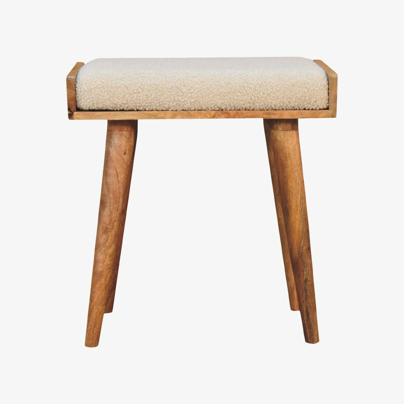 Boucle Cream Tray Style Footstool by Artisan Furniture