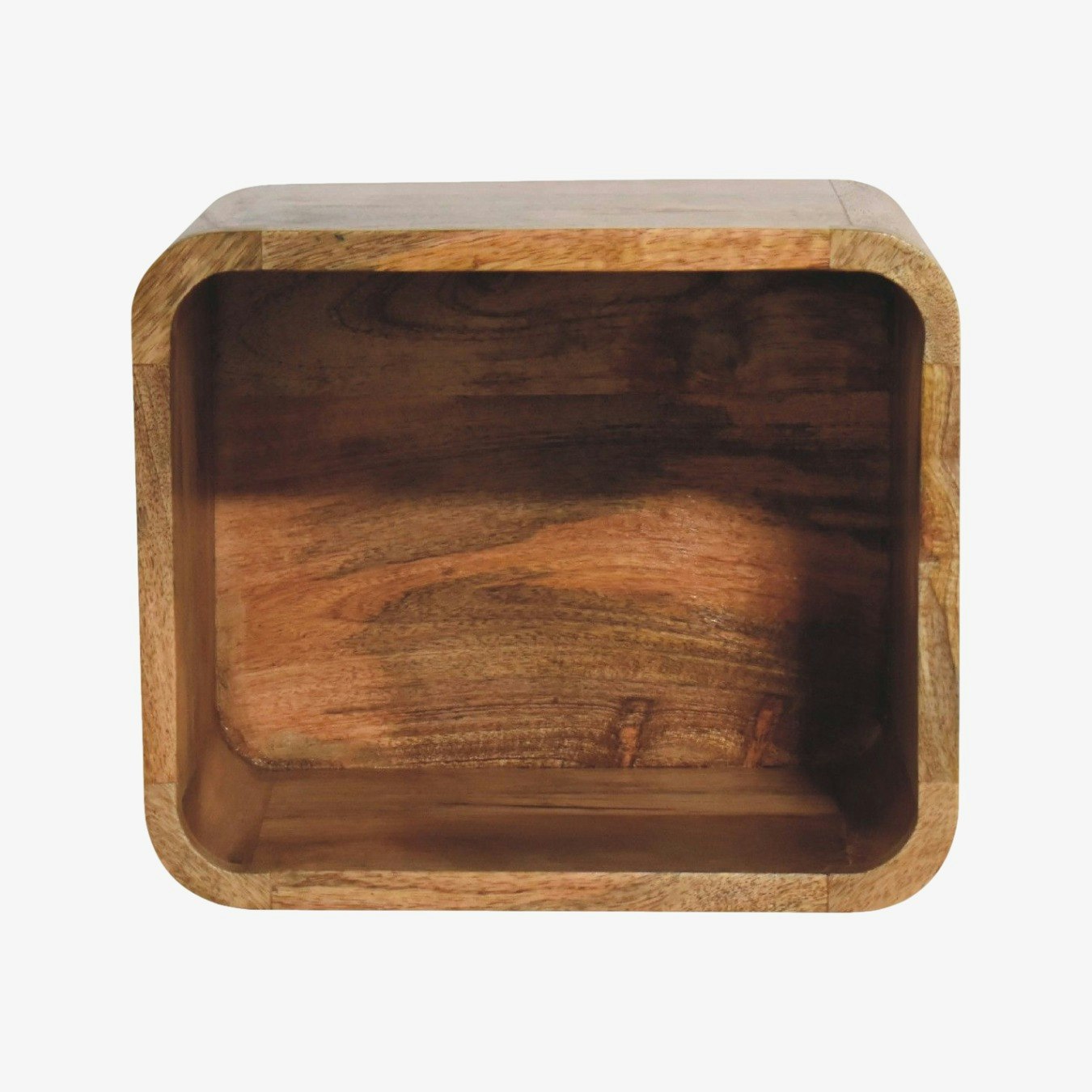 Open Curved Oak-ish Wall Mounted Bedside by Artisan Furniture