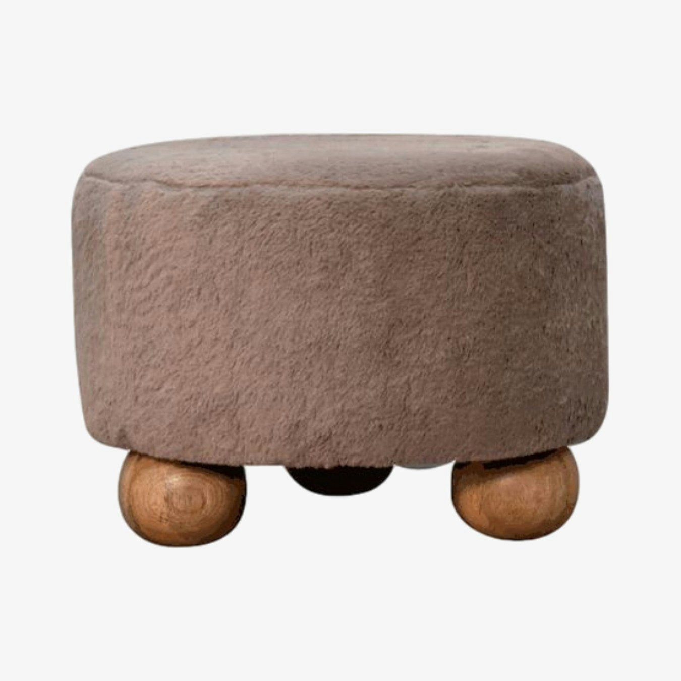 Mocha Faux Fur Round Footstool by Artisan Furniture