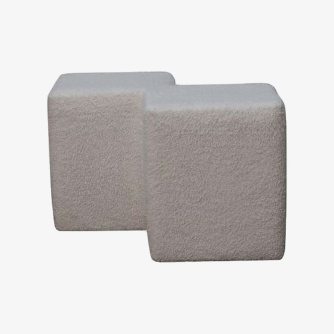 White Boucle Twin Footstool by Artisan Furniture
