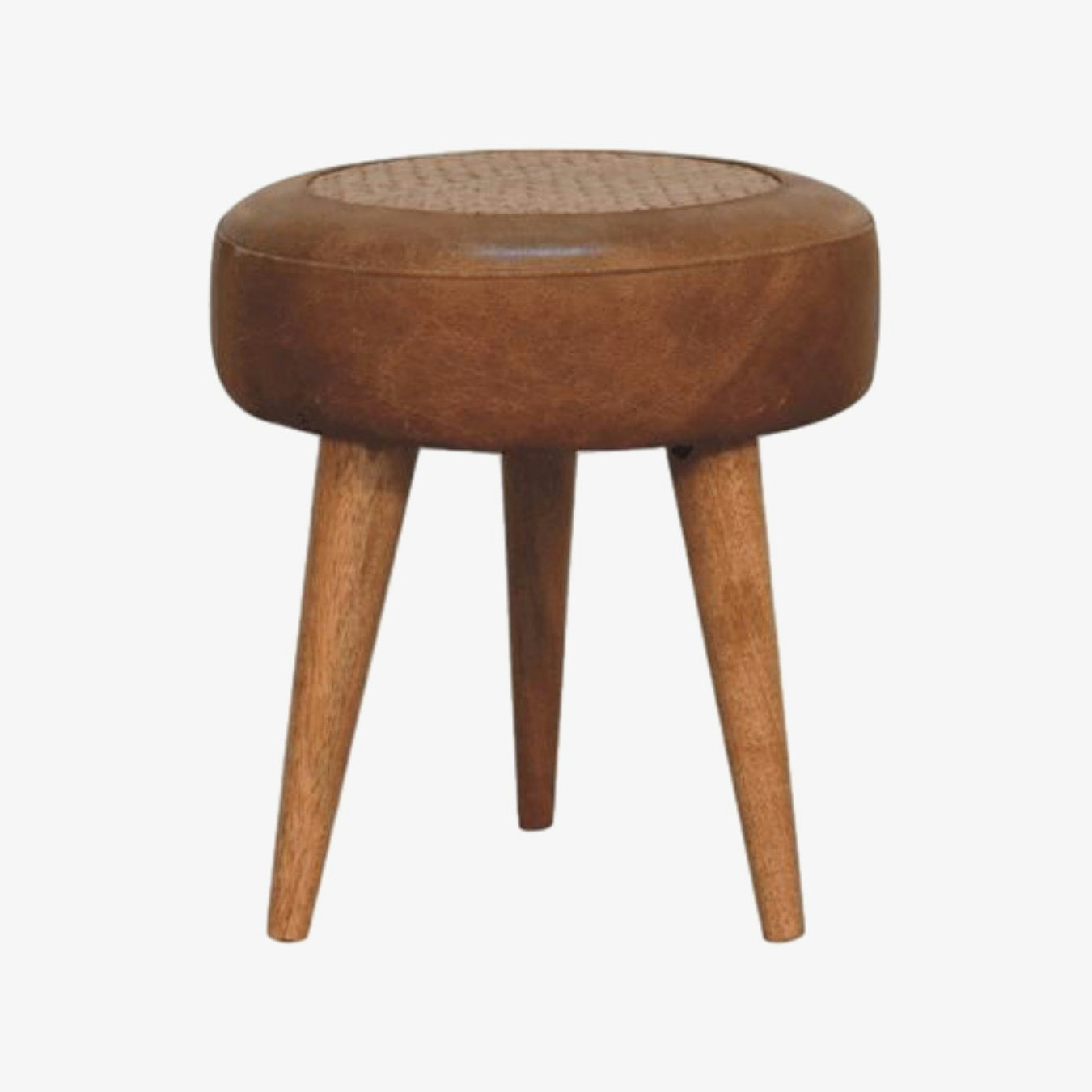 Seagrass Buffalo Hide Round Nordic Footstool by Artisan Furniture