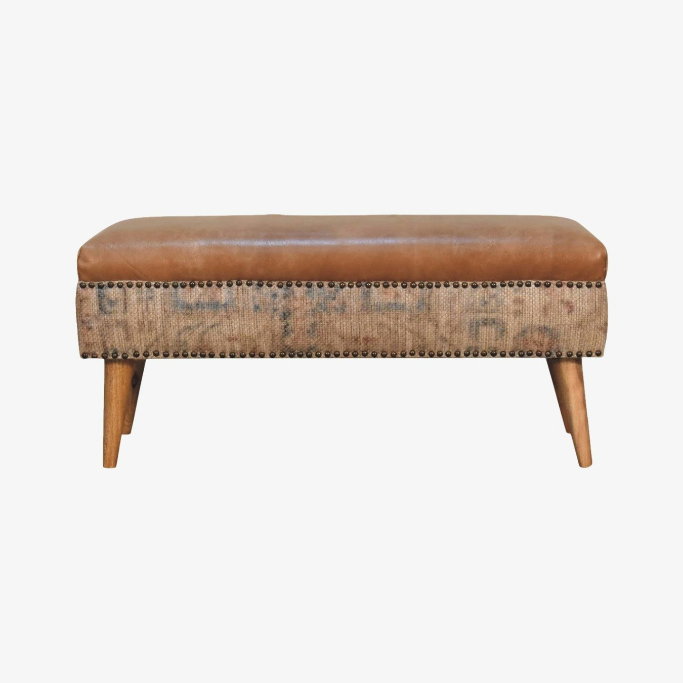 Tan Buffallo Leather Durrie Bench by Artisan Furniture