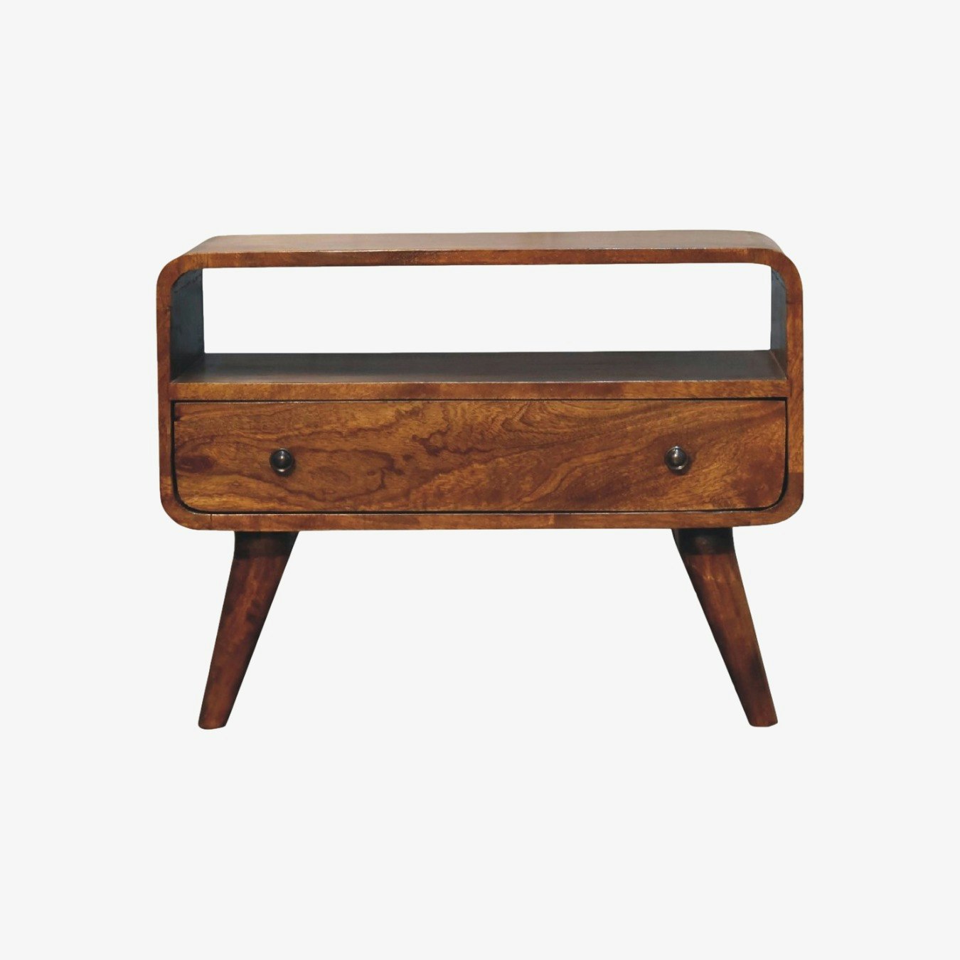 Mini Chestnut Curved Media Unit by Artisan Furniture