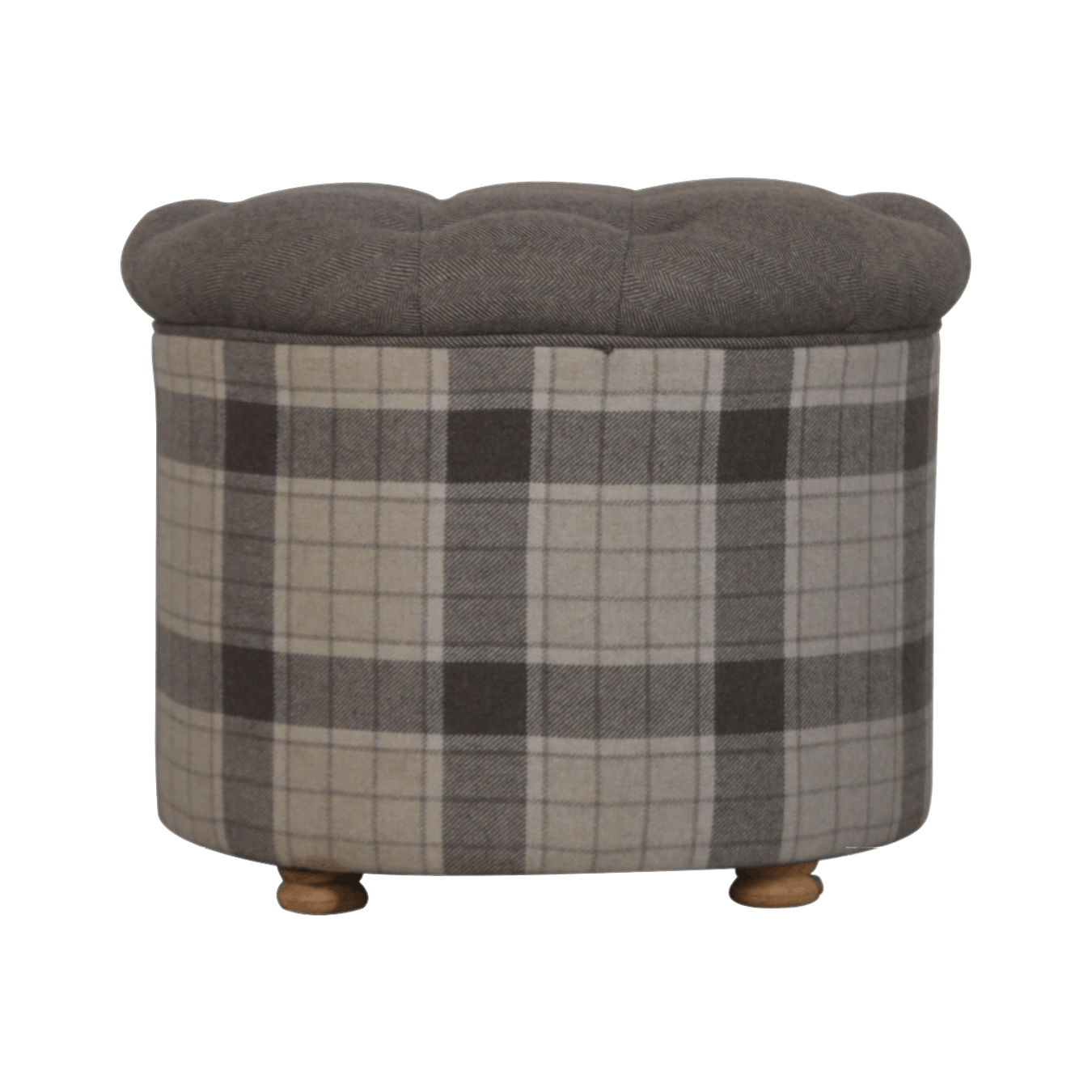 Deep Button Round Checked Footstool by Artisan Furniture