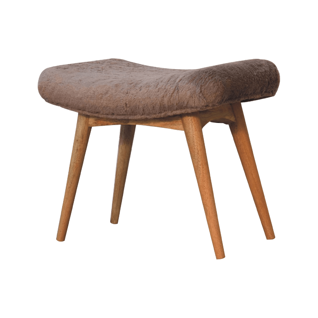 Mocha Faux Fur Curved Bench by Artisan Furniture