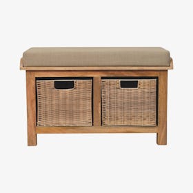 Rattan Basket Linen Bench