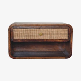 Wall Mounted Open Woven Bedside - Chestnut