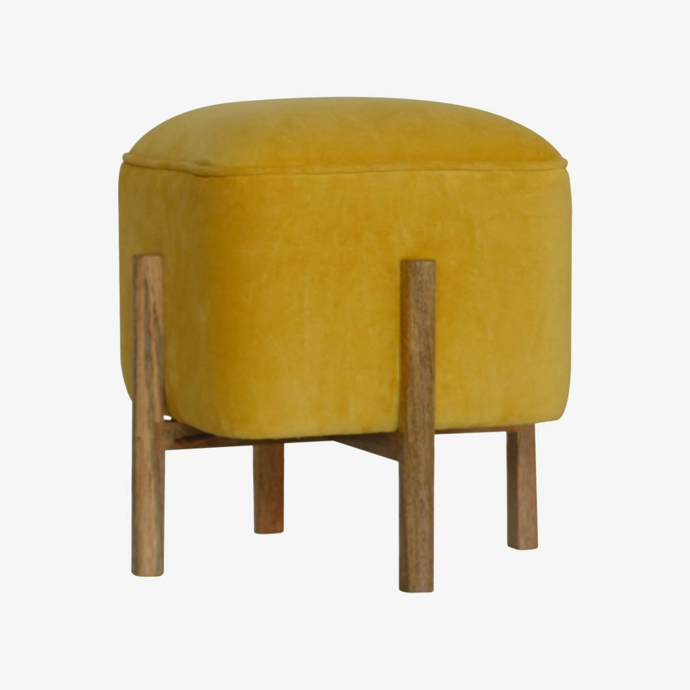 Footstool - Mustard - Velvet / Wood by Artisan Furniture