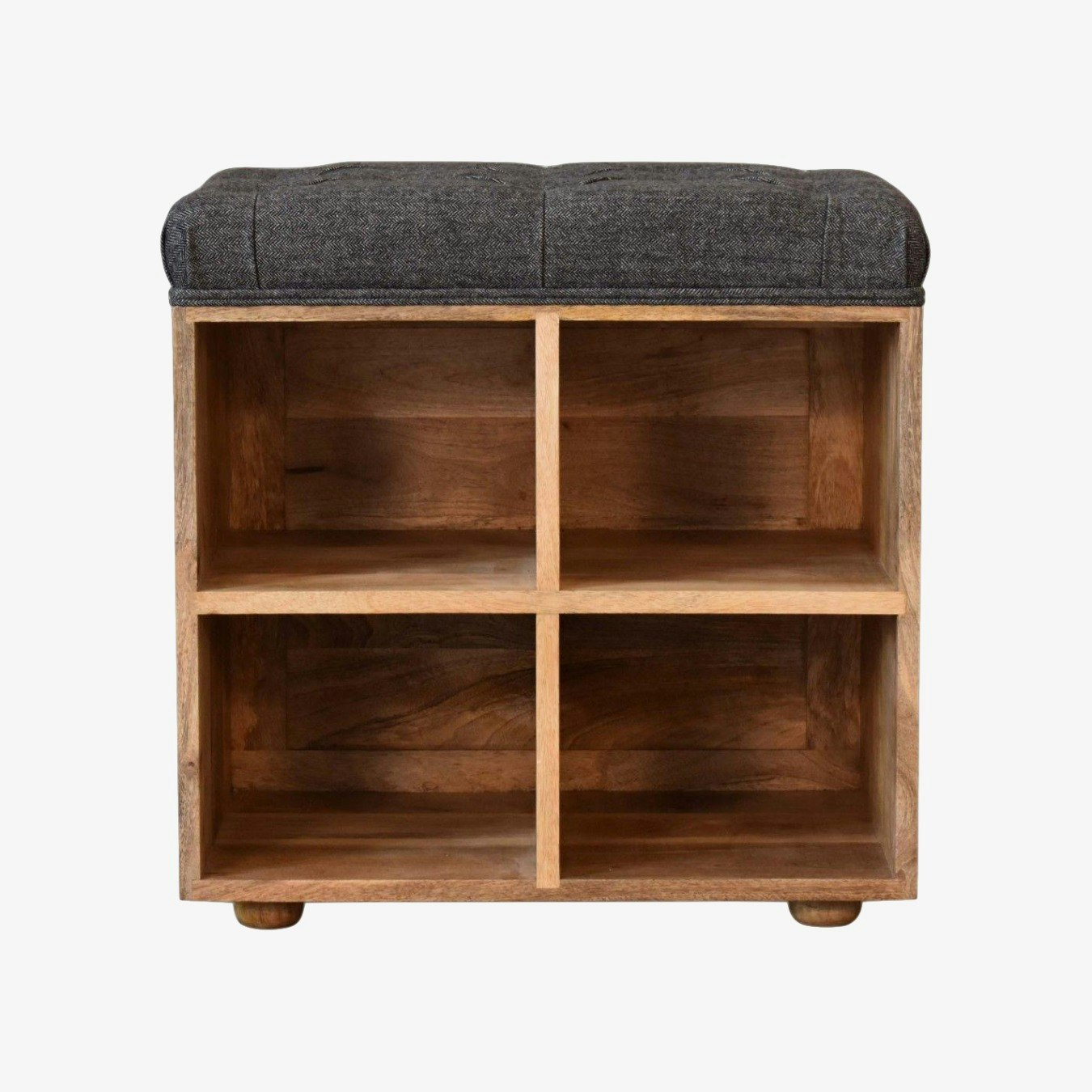 Mini Shoe Storage Footstool - Black / Wood by Artisan Furniture