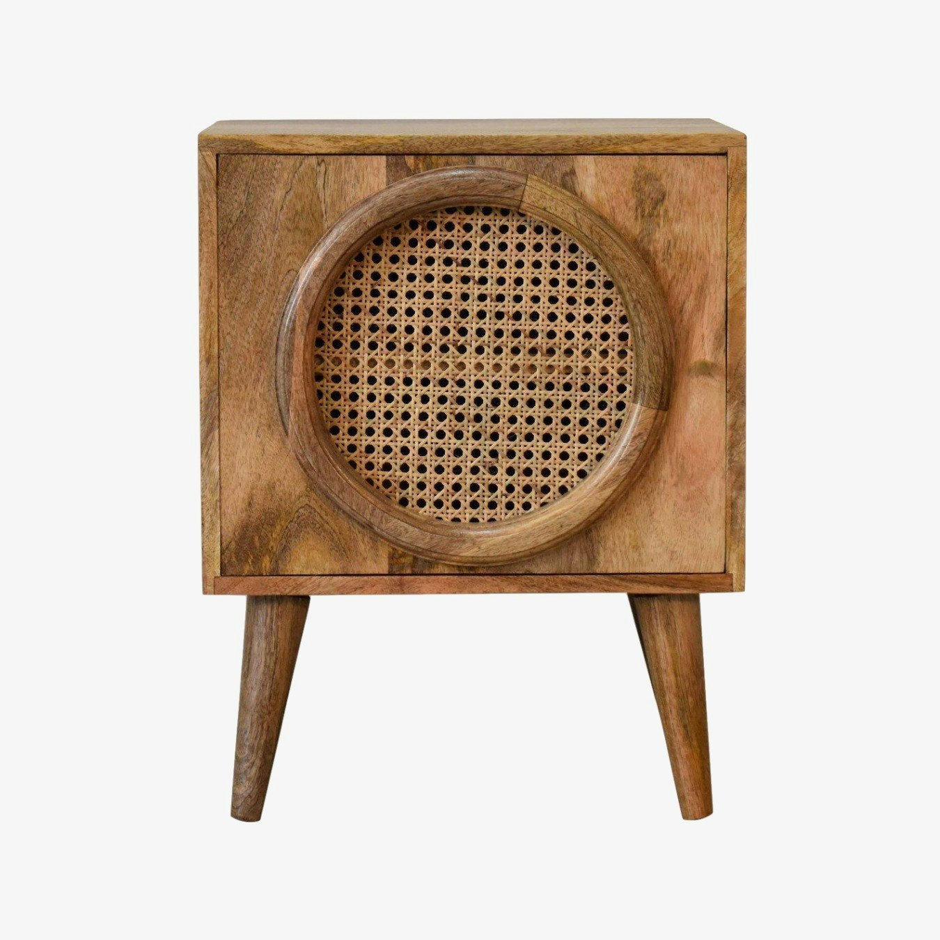Larissa Round Door Bedside Table - Rattan by Artisan Furniture