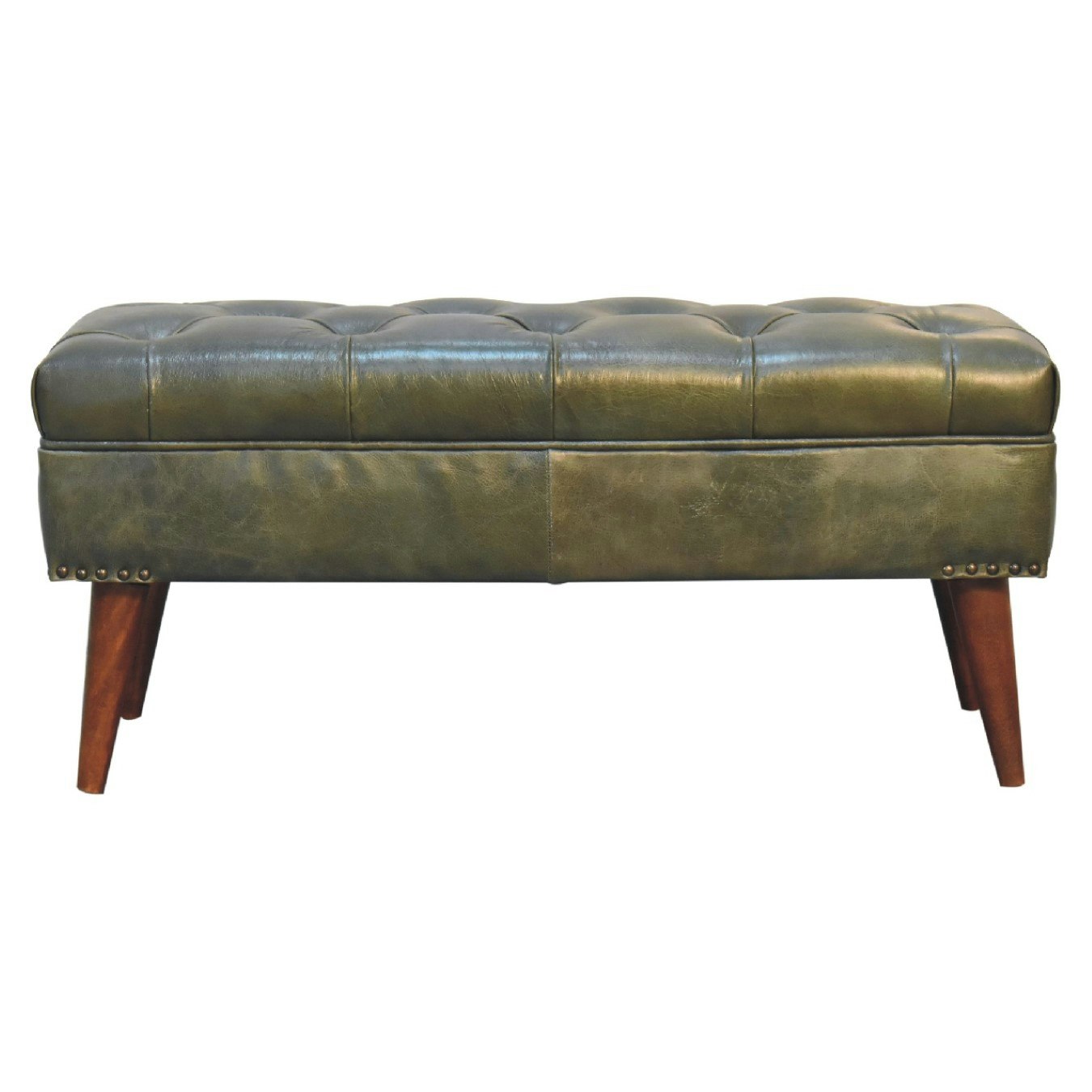 Harbour Leather Bench - Green by Artisan Furniture