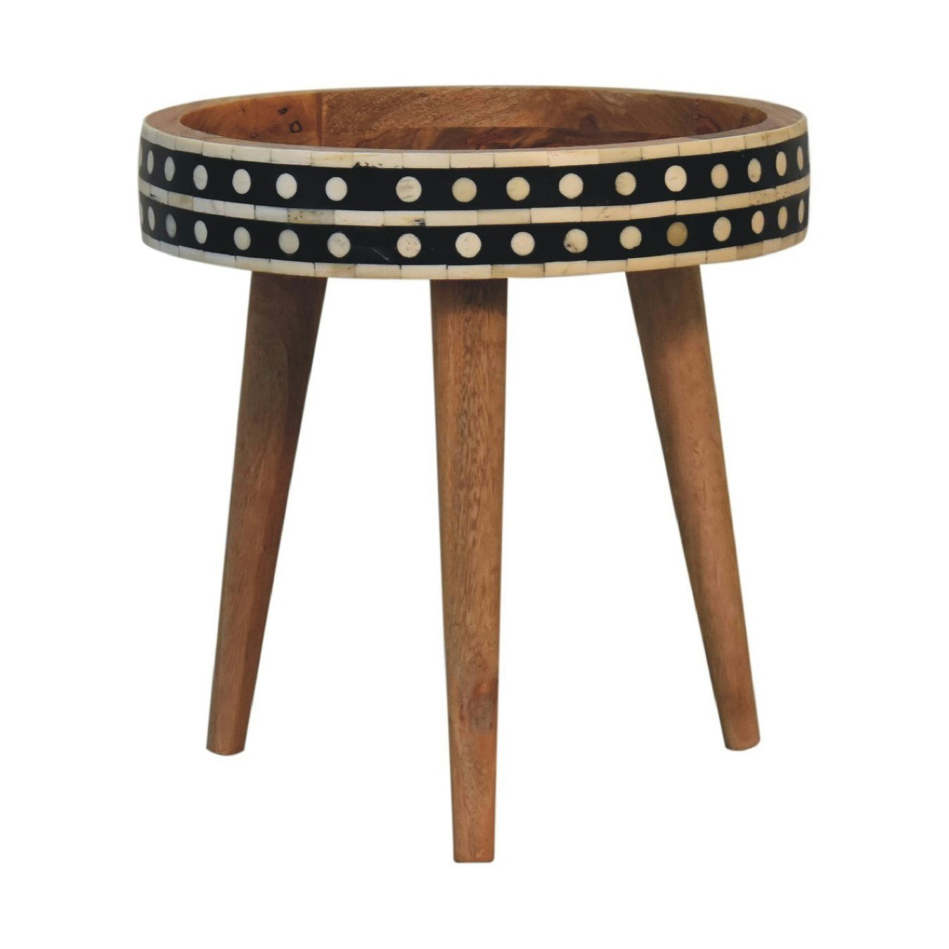 Mini Patterned Nordic Folk Style End Table - Mango Wood by Artisan Furniture