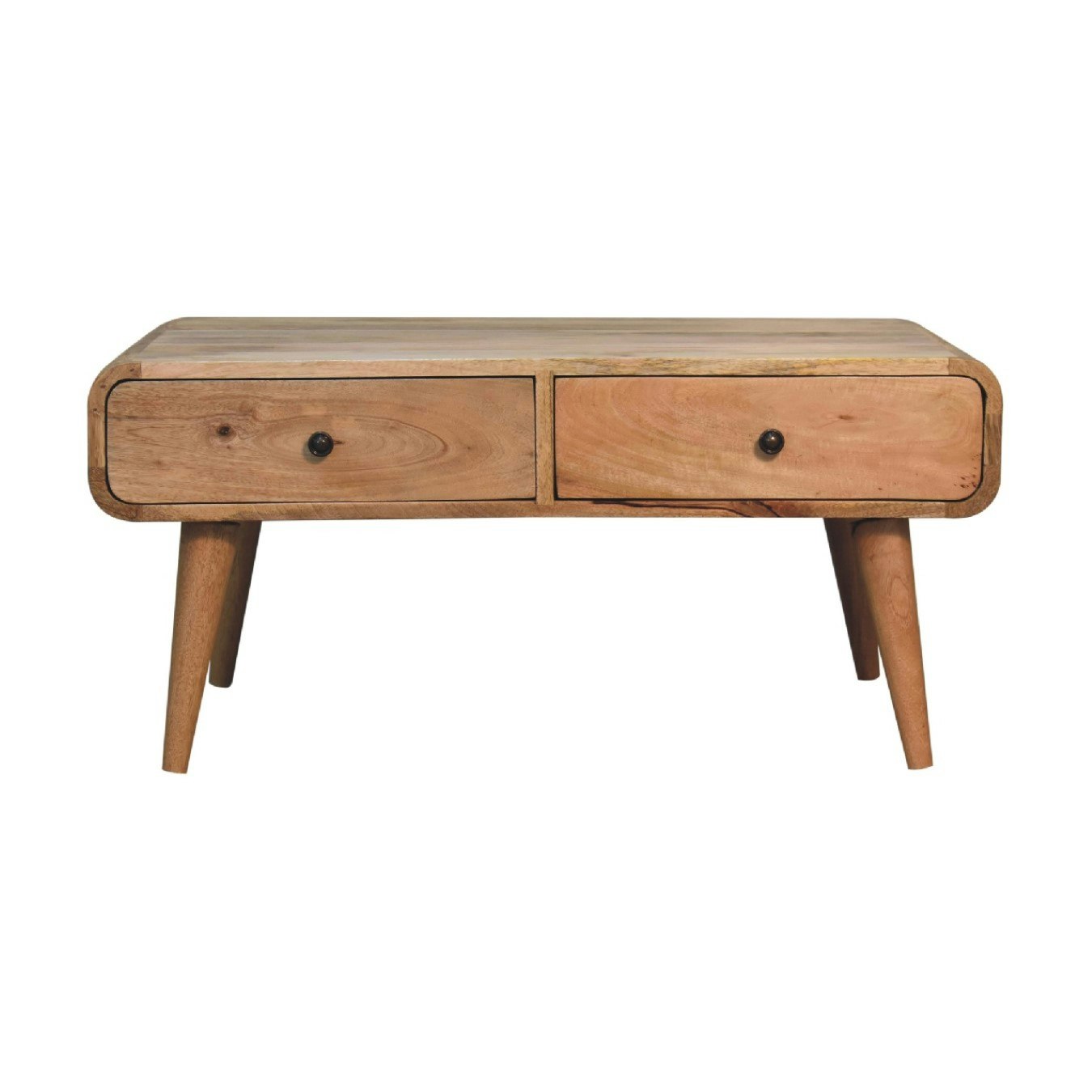 Curved Oak Coffee Table - 2 Drawer by Artisan Furniture