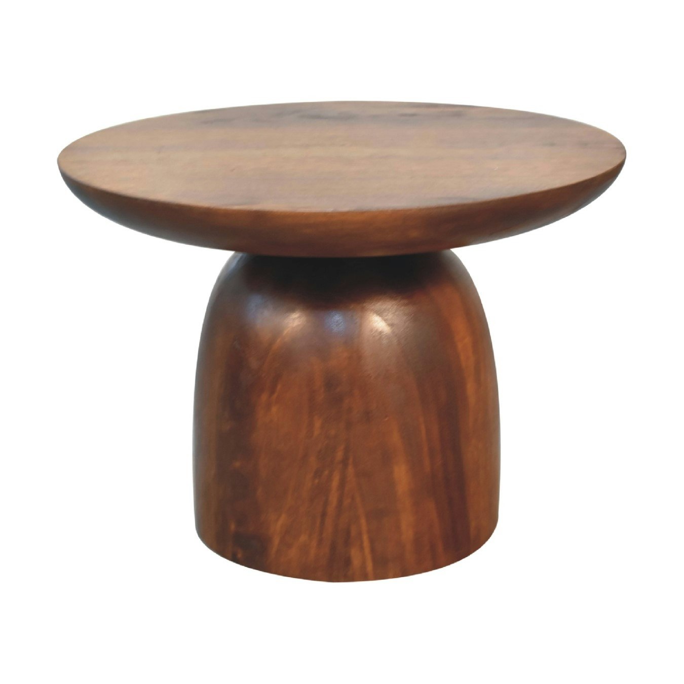 Small Round Curved Side Table - Mango Wood/Chestnut by Artisan Furniture