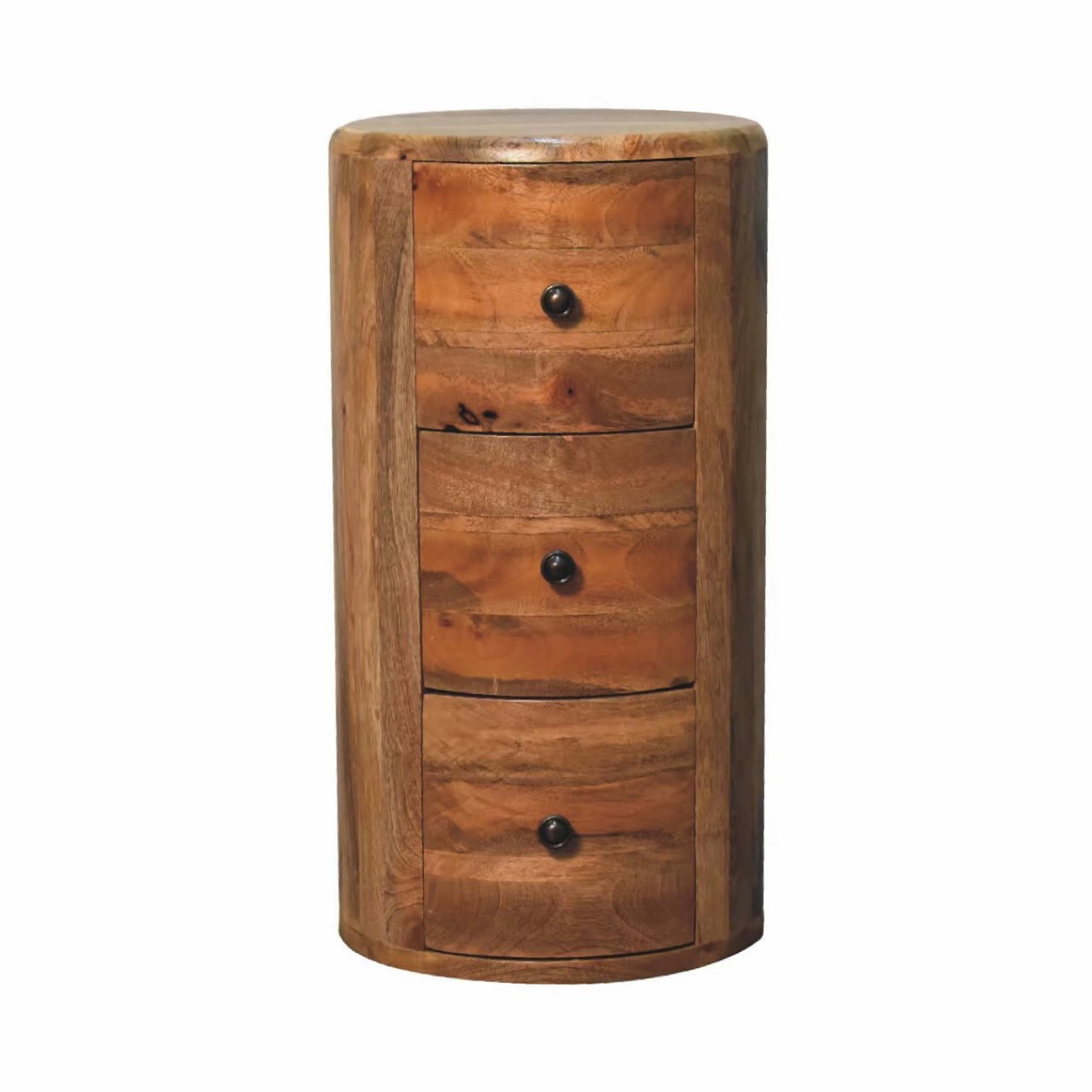 Round Drum Chest W/ 3 Drawers - Mango Wood/oak by Artisan Furniture