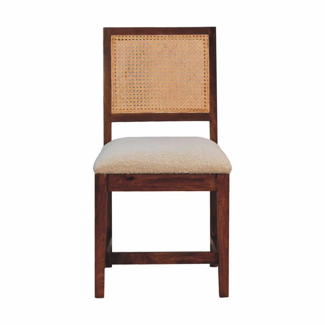 Cream Boucle Rattan Dining Accent Chair - Mango Wood by Artisan Furniture