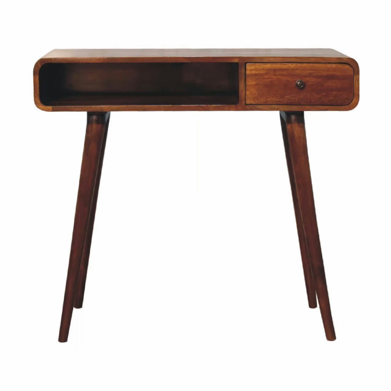 Curved Writing Desk - Mango Wood/Chestnut by Artisan Furniture
