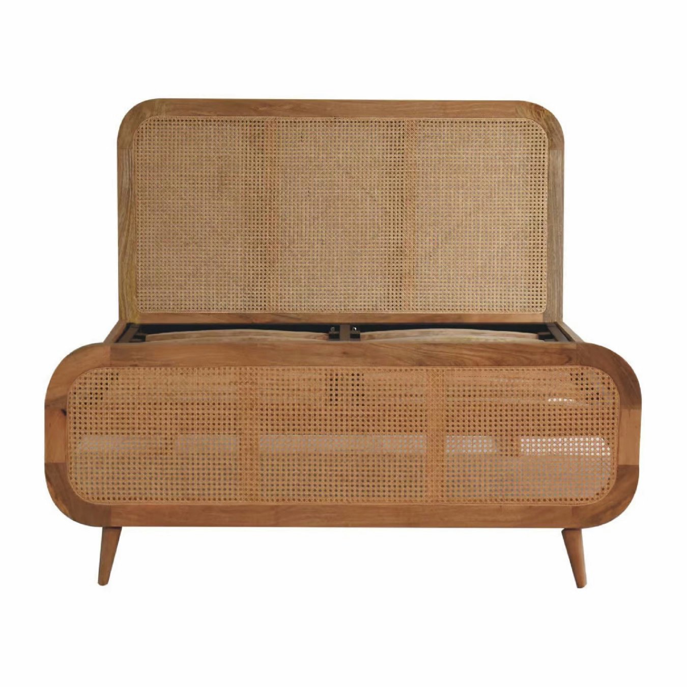 Rattan Scandi Style Double Bed -Mango Wood/Oak by Artisan Furniture