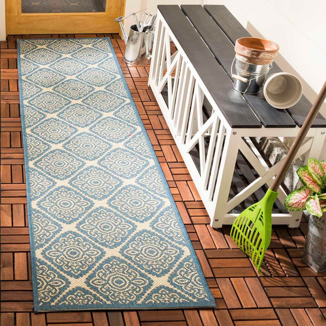 Beach House Runner Rug Cream Blue Vintage By Safavieh Fy Beach House Runner Rug Cream Blue
