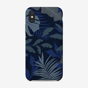 Blue Jungle Leaves Phone Case